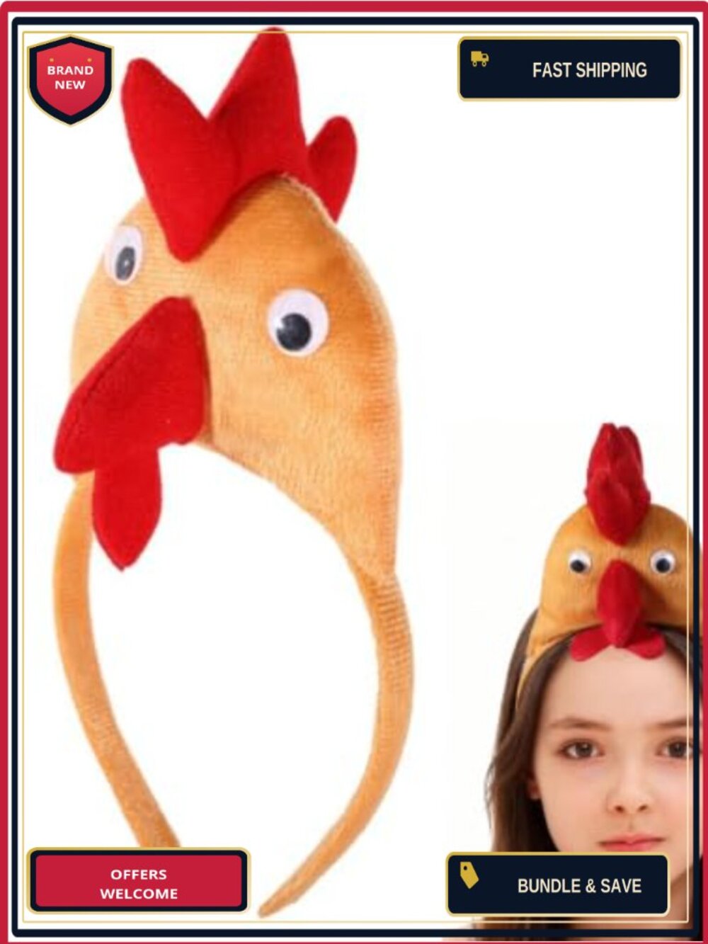 Funny Rooster Headband Costume Photo Prop Thanksgiving Hair Accessory
